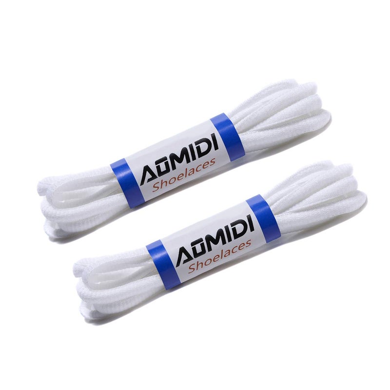 AOMIDI 2 Pair Shoelaces Oval Half Round 1/4" Shoes Lace for Sneakers and Casual shoes Shoelaces Replacements (36" inches (91 cm), White) - Image 1